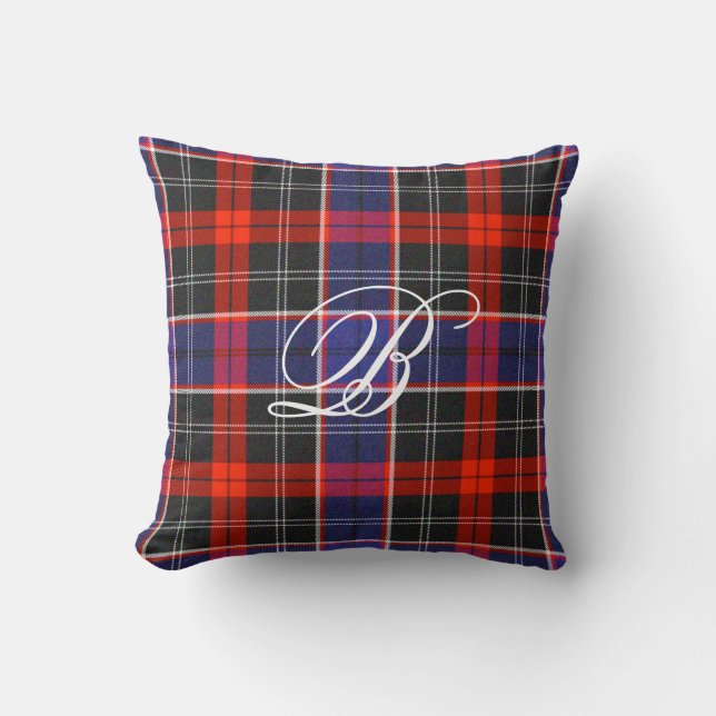 Bishop Tartan Monogram Pillow (Front)