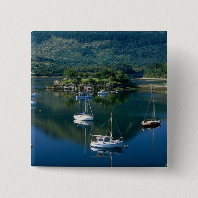 Bishops Bay, Loch Leven, Ballachullish, 2 Inch Square Button (Front)