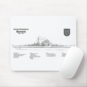Bismarck - Battleship Blueprint Plans BD Mouse Pad
