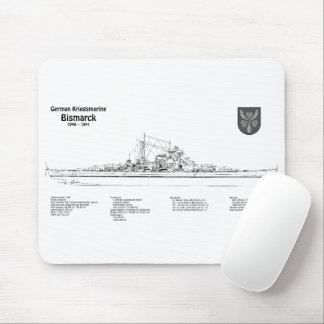 Bismarck - Battleship Blueprint Plans BD Mouse Pad