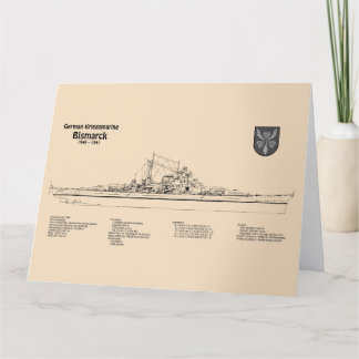 Bismarck - Battleship Blueprint Plans SD Thank You Card