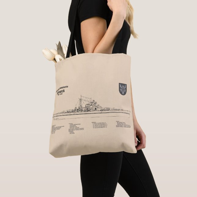 Bismarck - Battleship Blueprint Plans SD Tote Bag (Close Up)