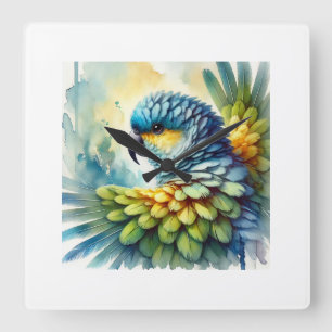 Bismarck fan parrot 220824AREF111 - Watercolor Square Wall Clock