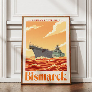 Bismarck German Battleship - Vintage Naval Poster