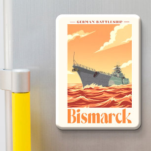Bismarck German Battleship - Vintage Naval Poster Magnet