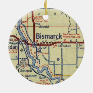 Bismarck ND Vintage Map Ceramic Ornament