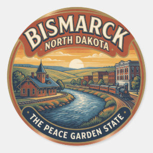 Bismarck North Dakota Capital Prairie Travel Classic Round Sticker