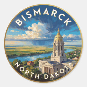 Bismarck North Dakota Capitol Travel Classic Round Sticker