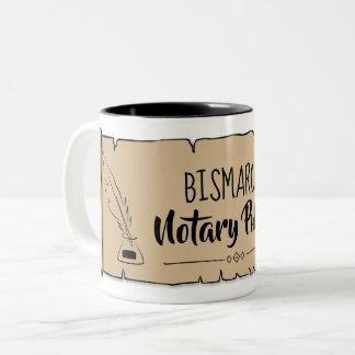 Bismarck Notary Public Scroll Feather Quill Two-Tone Coffee Mug
