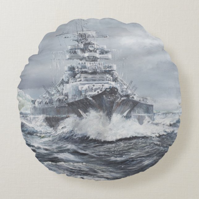 Bismarck off Greenland coast 1900hrs 23rdMay Round Pillow (Front)