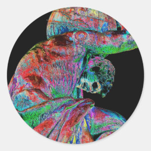 Bismarck Statue, Berlin, Greek God Atlas, Coloured Classic Round Sticker