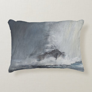 Bismarck through curtains of rain sleet decorative pillow