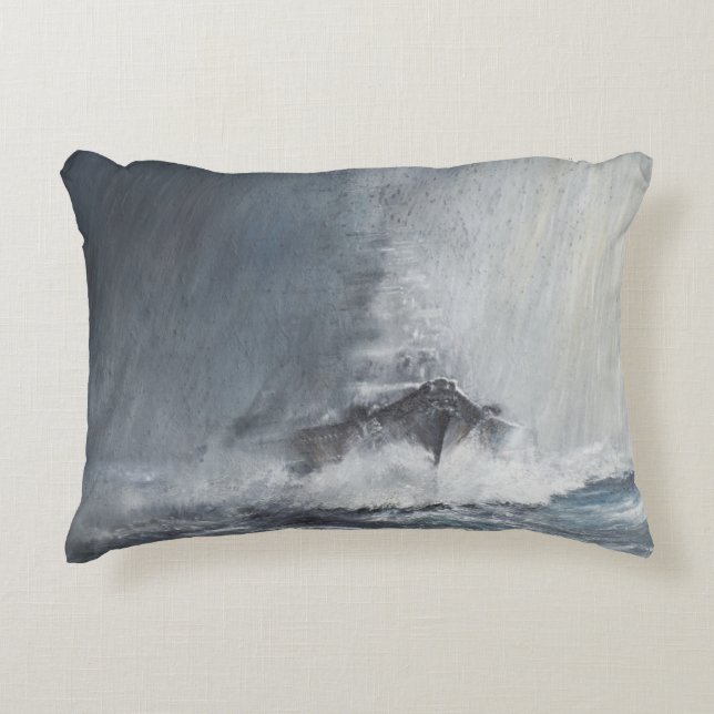 Bismarck through curtains of rain sleet decorative pillow (Front)