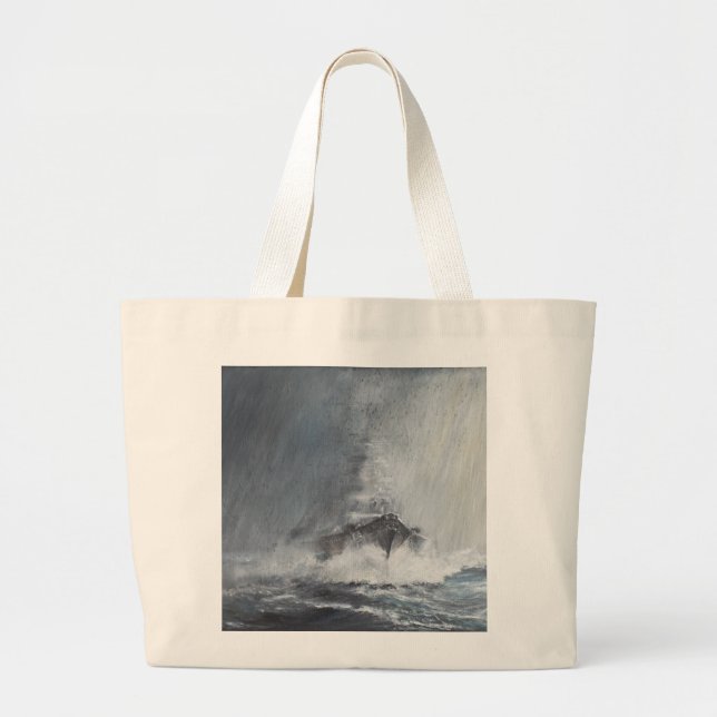 Bismarck through curtains of rain sleet large tote bag (Front)