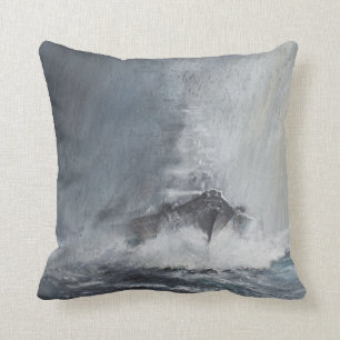 Bismarck through curtains of rain sleet throw pillow