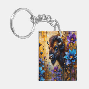 Bison américain dans un portrait de fleur texturée