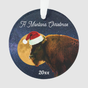 Bison américain, Pleine lune et ornement de Santa 