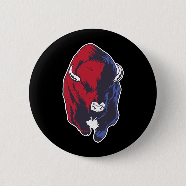 Bison American National Buffalo 2 Inch Round Button (Front)