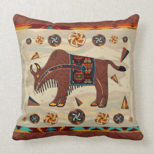 Bison Americana 3D Throw Pillow