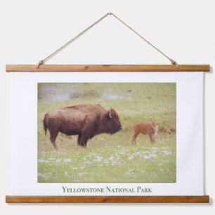 Bison and Calf Yellowstone National Park Hanging Tapestry