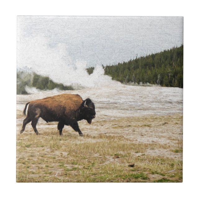 Bison and Old Faithful Tile (Front)