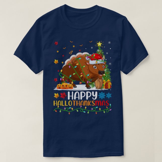Bison Animal Lover Funny Happy Bison HelloThanksMa T-Shirt (Design Front)