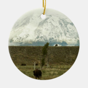 Bison at Grand Teton National Park Photography Ceramic Ornament