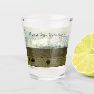 Bison at Grand Teton National Park Photography Shot Glass