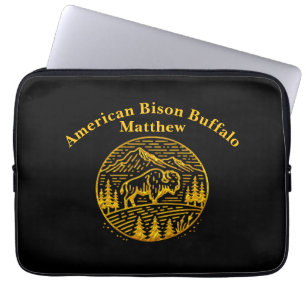 Bison at Sunset in Mountain Landscape Laptop Sleeve