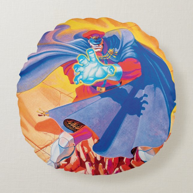 Bison Attack Round Pillow (Front)