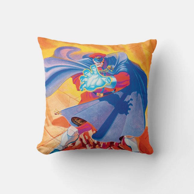 Bison Attack Throw Pillow (Front)