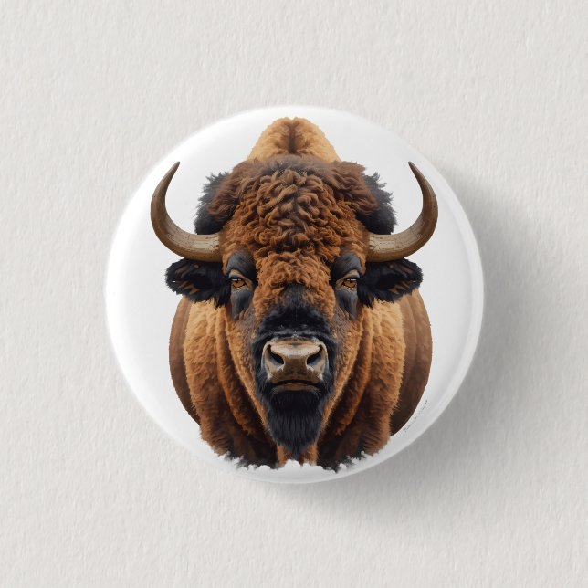 Bison / Buffalo 1 Inch Round Button (Front)