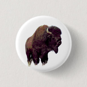 Bison Buffalo 1 Inch Round Button