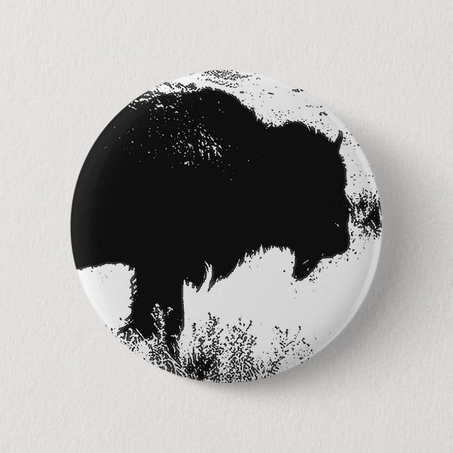 Bison - Buffalo 2 Inch Round Button (Front)