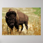 Bison Buffalo American Pop Art Poster<br><div class="desc">Iconic American West Historical Images - Buffalo Photography Artwork</div>