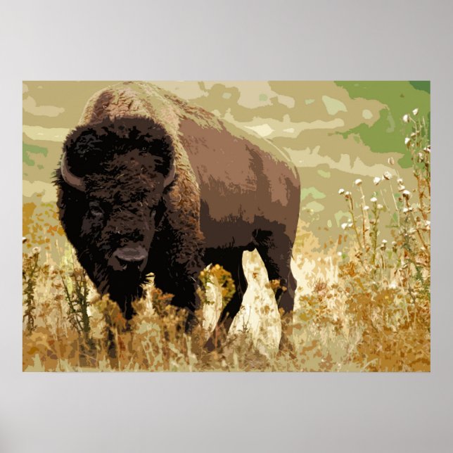 Bison Buffalo American Pop Art Poster (Front)