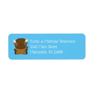 Bison Buffalo Baby shower Bleu