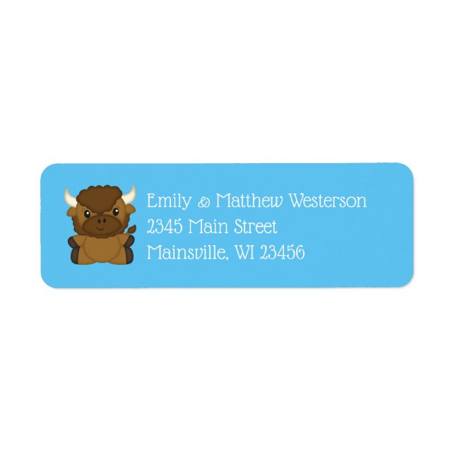 Bison Buffalo Baby Shower Blue (Front)