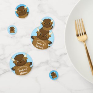 Bison Buffalo Baby Shower Blue Confetti
