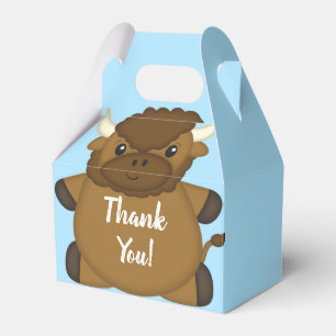 Bison Buffalo Baby Shower Blue Favor Box