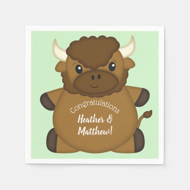 Bison Buffalo Baby Shower Napkin (Front)
