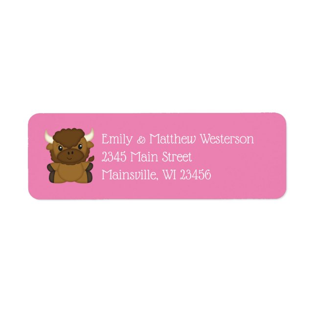 Bison Buffalo Baby Shower Pink (Front)