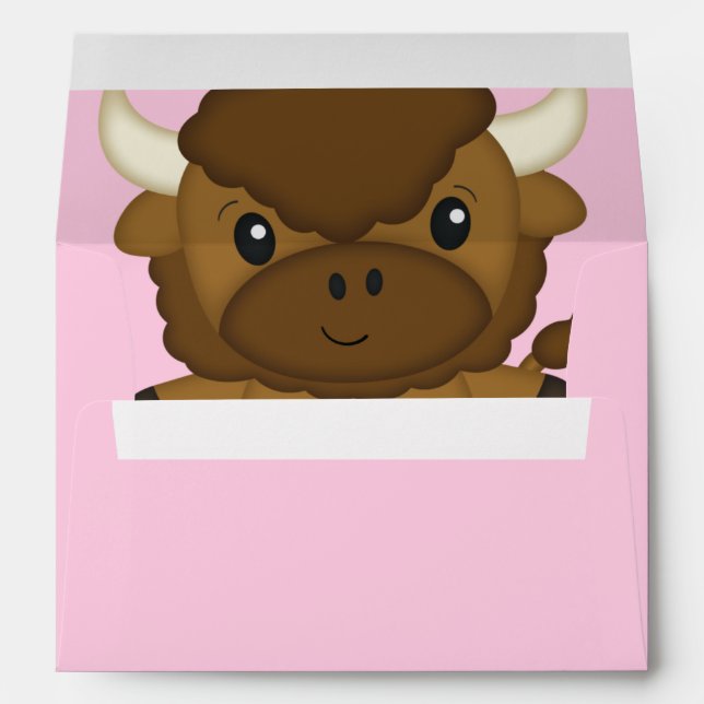 Bison Buffalo Baby Shower Pink Envelope (Back (Bottom))