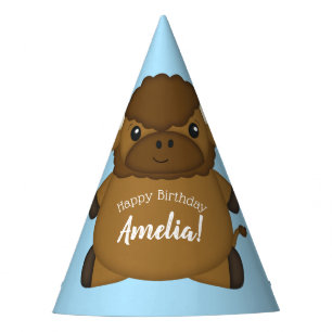 Bison Buffalo Birthday Party Blue Party Hat