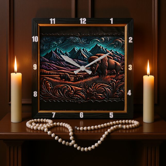 Bison Buffalo Bison Wilderness Square Wall Clock (Creator Uploaded)