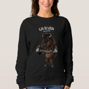 Bison Buffalo Bull Weightlifting In Fitness Gym 1 Sweatshirt