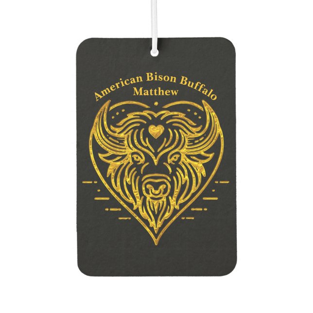 Bison Buffalo Illustration in Heart Shape Design Air Freshener (Front)