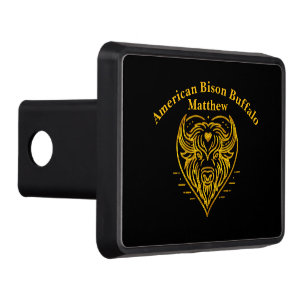 Bison Buffalo Illustration in Heart Shape Design Trailer Hitch Cover