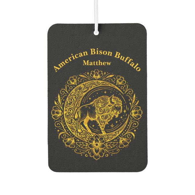 Bison Buffalo in Intricate Floral Design Pattern Air Freshener (Front)