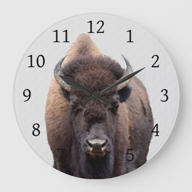 Bison Buffalo Photo 135 Large Clock (Front)
